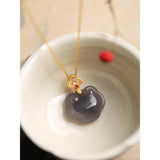 925 Silver Hetian Jade Ruyi Longevity Lock Pendant