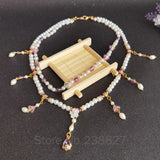 Antique Hanfu Fresh Pearl Necklace Hair Tassel Costume Chinese Style Decorative