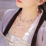 Antique Hanfu Fresh Pearl Necklace Hair Tassel Costume Chinese Style Decorative