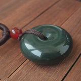 XinJiang HeTian Jade Nephrite Pendant Necklace PingAnKou Amulet Pair