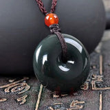 XinJiang HeTian Jade Nephrite Pendant Necklace PingAnKou Amulet Pair