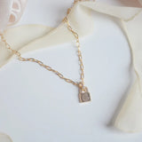 Xinbada 14k Gold Plated Lock Zircon Star Moon Necklaces