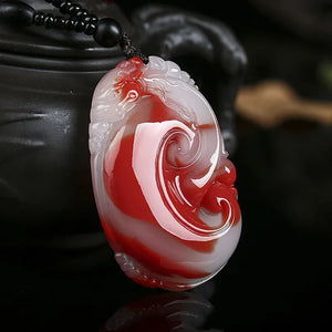 Xinjiang Chicken Blood Jade Ruyi Pendant Lucky Transfer Sweater Chain Pendant
