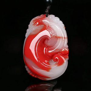 Xinjiang Chicken Blood Jade Ruyi Pendant Lucky Transfer Sweater Chain Pendant
