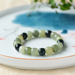 Xinjiang Hetian Jade Bracelet Old Type Bead Sugar Jade Single Ring Barrel Bead