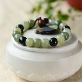 Xinjiang Hetian Jade Bracelet Old Type Bead Sugar Jade Single Ring Barrel Bead