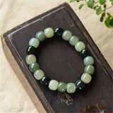 Xinjiang Hetian Jade Bracelet Old Type Bead Sugar Jade Single Ring Barrel Bead