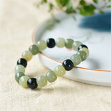 Xinjiang Hetian Jade Bracelet Old Type Bead Sugar Jade Single Ring Barrel Bead