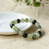 Xinjiang Hetian Jade Bracelet Old Type Bead Sugar Jade Single Ring Barrel Bead