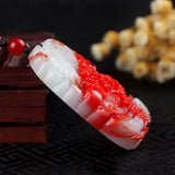 Xinjiang Gobi Chicken Blood Jade Dragon Pendant Necklace
