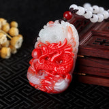 Xinjiang Gobi Chicken Blood Jade Dragon Pendant Necklace