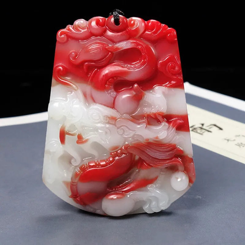 Xinjiang Gobi Chicken Blood Jade Dragon Zodiac Pendant