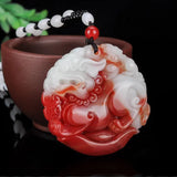 Xinjiang Gobi Chicken Blood Jade Ingot Pixiu Pendant