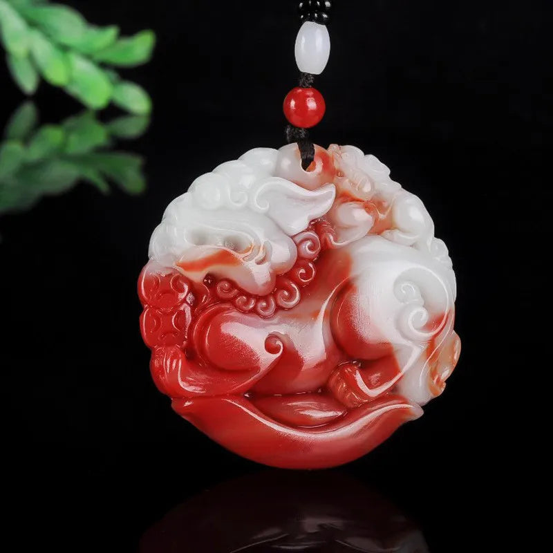 Xinjiang Gobi Chicken Blood Jade Ingot Pixiu Pendant