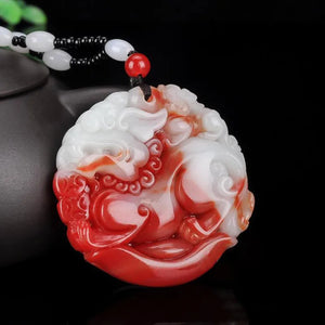 Xinjiang Gobi Chicken Blood Jade Ingot Pixiu Pendant