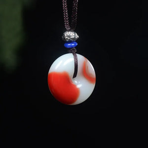 Xinjiang Gobi Chicken Blood Jade Safety Buckle Pendant