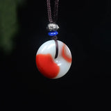 Xinjiang Gobi Chicken Blood Jade Safety Buckle Pendant