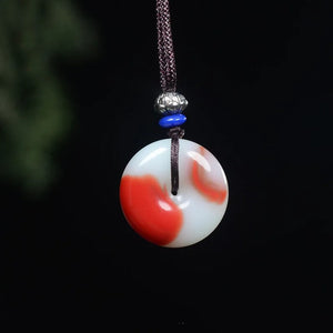 Xinjiang Gobi Chicken Blood Jade Safety Buckle Pendant