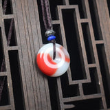 Xinjiang Gobi Chicken Blood Jade Safety Buckle Pendant