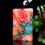 Xinjiang Gobi Colorful Jade Dragon Head Pendant for Men and Women
