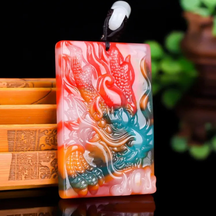Xinjiang Gobi Colorful Jade Dragon Head Pendant for Men and Women