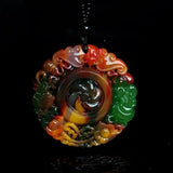Xinjiang Gobi Jade Five Blessings Pendant Necklace for Men and Women
