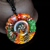 Xinjiang Gobi Jade Five Blessings Pendant Necklace for Men and Women