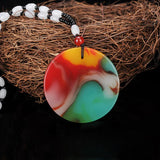 Xinjiang Gobi Colorful Jade Fu Pendant Antique Shuanglong Fu Pendant