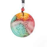 Xinjiang Gobi Colorful Jade Fu Pendant Antique Shuanglong Fu Pendant