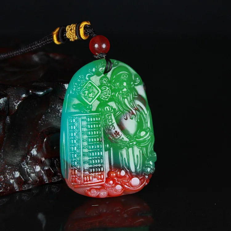 Xinjiang Gobi Colorful Jade God of Wealth Pendant