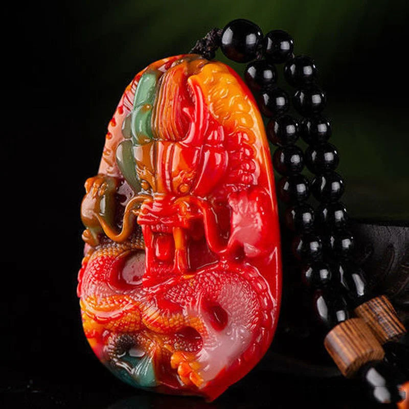 Xinjiang Gobi Jade Dragon Protector Handle Pendant