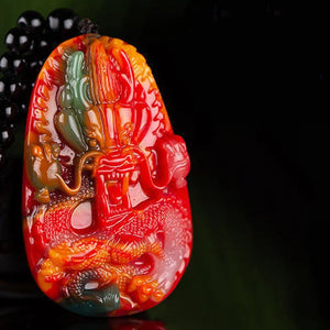 Xinjiang Gobi Jade Dragon Protector Handle Pendant