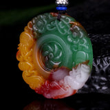 Xinjiang Gobi Golden Jade Floating Flowers Pendant Necklace
