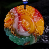 Xinjiang Gobi Golden Jade Floating Flowers Pendant Necklace