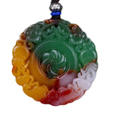Xinjiang Gobi Golden Jade Floating Flowers Pendant Necklace