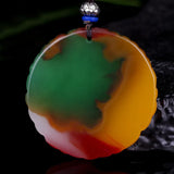 Xinjiang Gobi Golden Jade Floating Flowers Pendant Necklace