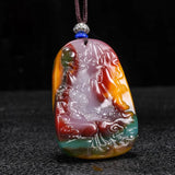 Xinjiang Gobi Golden Silk Jade Floating Flower Landscape Pendant