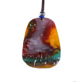 Xinjiang Gobi Golden Silk Jade Floating Flower Landscape Pendant