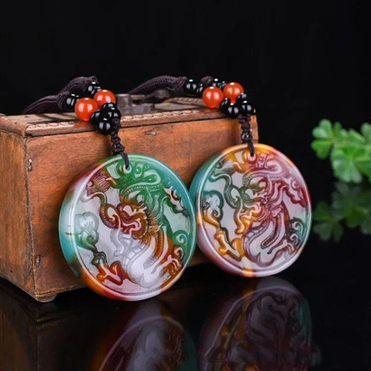 Xinjiang Gobi Golden Silk Jade Lucky Dragon Pendant