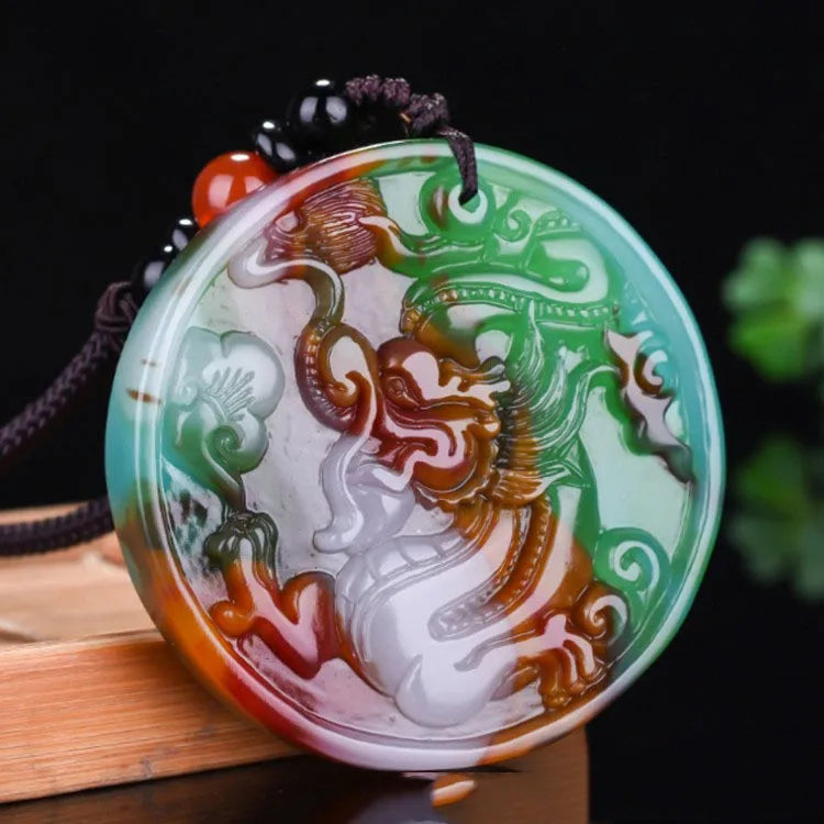 Xinjiang Gobi Golden Silk Jade Lucky Dragon Pendant