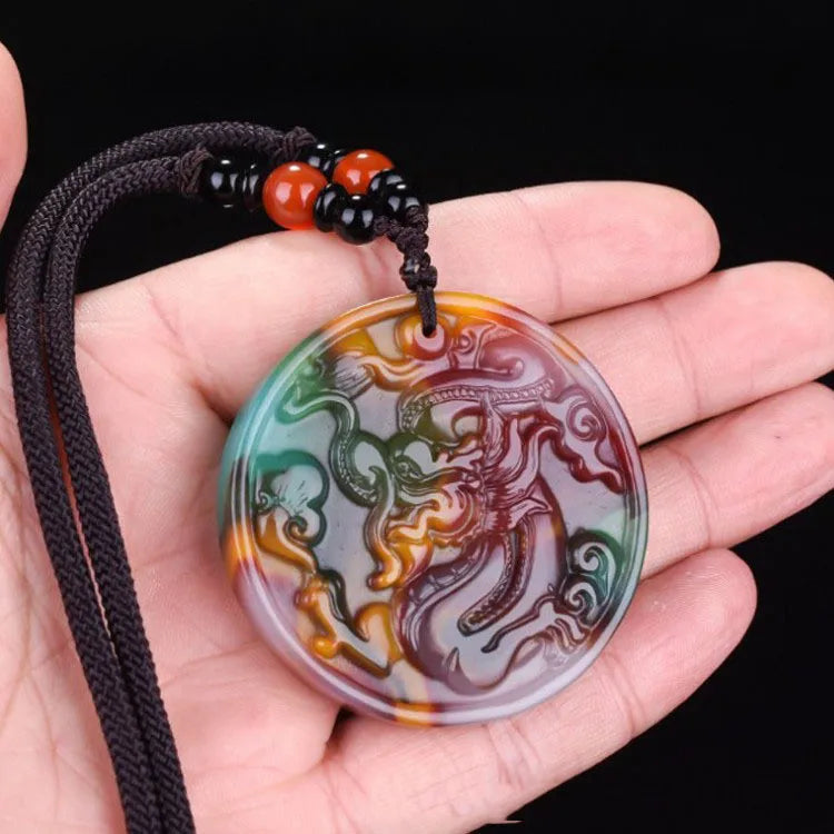 Xinjiang Gobi Golden Silk Jade Lucky Dragon Pendant