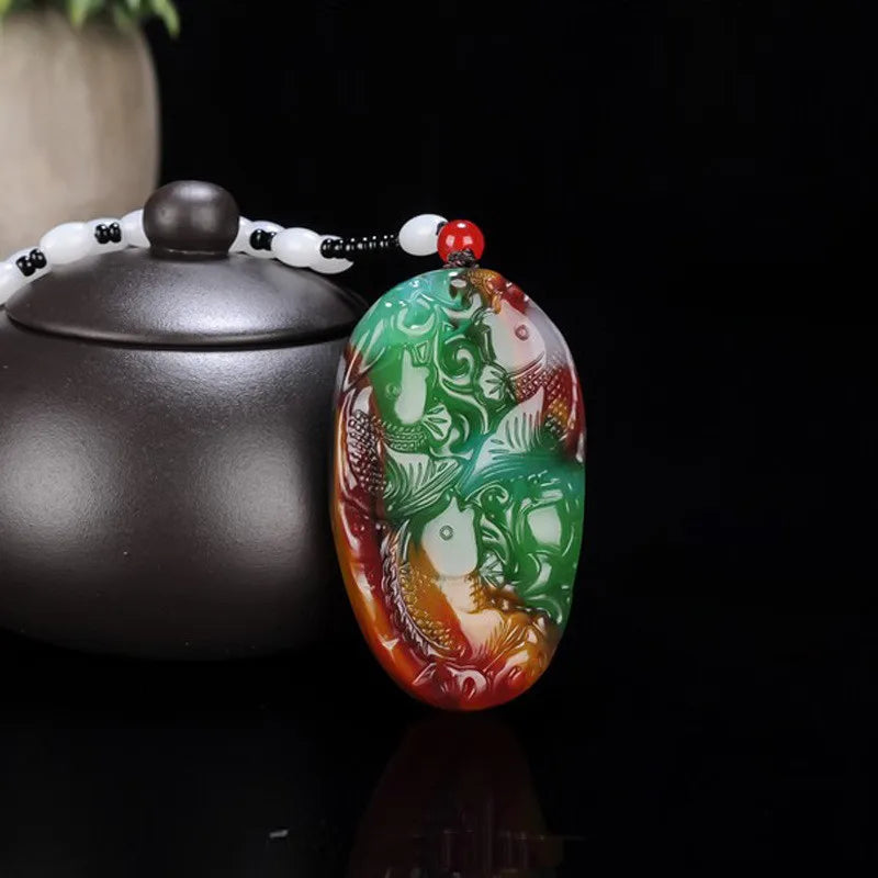 Xinjiang Gobi Golden Jade Colorful Jade Flower Sanyu Ruyi Pendant
