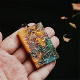 Xinjiang Gobi Seven-color Hand-carved Flower Vase Pendant Necklace