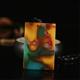 Xinjiang Gobi Seven-color Hand-carved Flower Vase Pendant Necklace