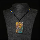 Xinjiang Gobi Seven-color Hand-carved Flower Vase Pendant Necklace
