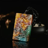 Xinjiang Gobi Seven-color Hand-carved Flower Vase Pendant Necklace