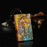 Xinjiang Gobi Seven-color Hand-carved Flower Vase Pendant Necklace