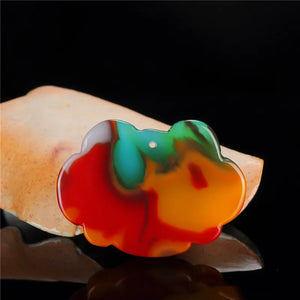 Hetian Jade Dragon Phoenix Long Life Jade Lock Pendant