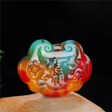 Hetian Jade Dragon Phoenix Long Life Jade Lock Pendant