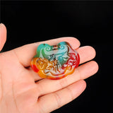 Hetian Jade Dragon Phoenix Long Life Jade Lock Pendant